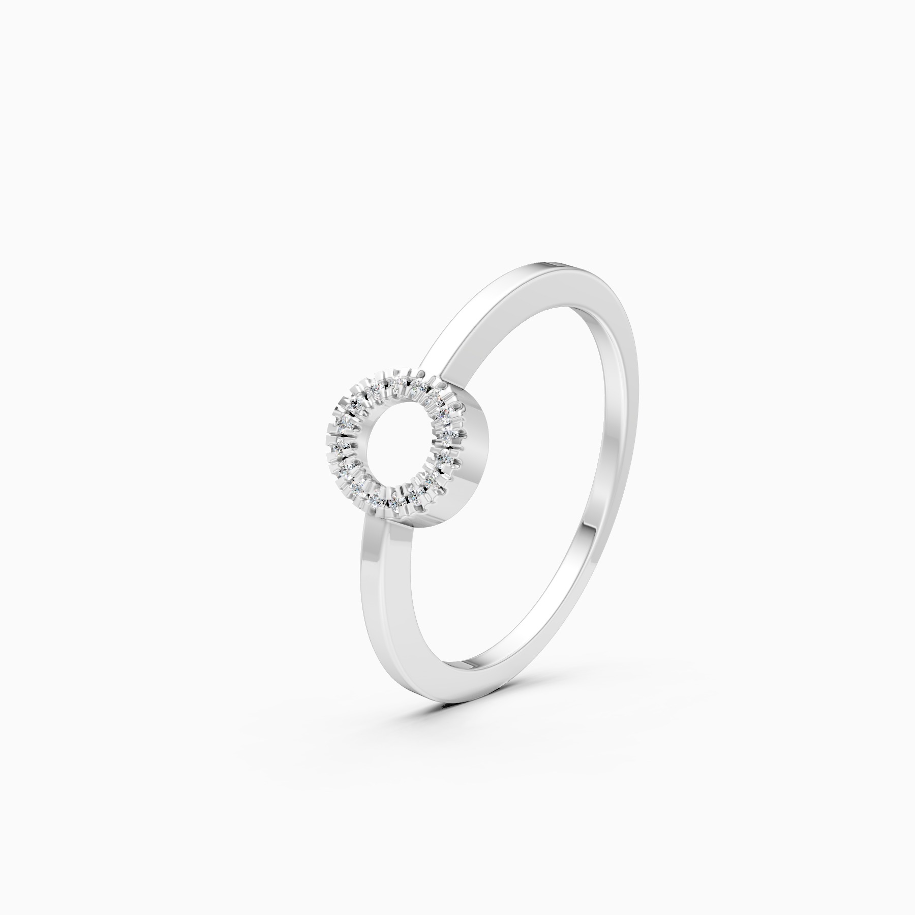 Unique Open Circle Round Diamond Ring